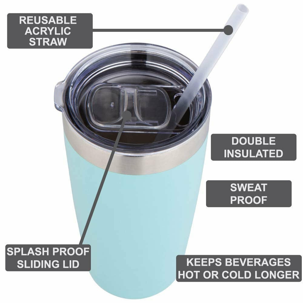 Stainless Steel Tumbler with Straw- Hot and Cold